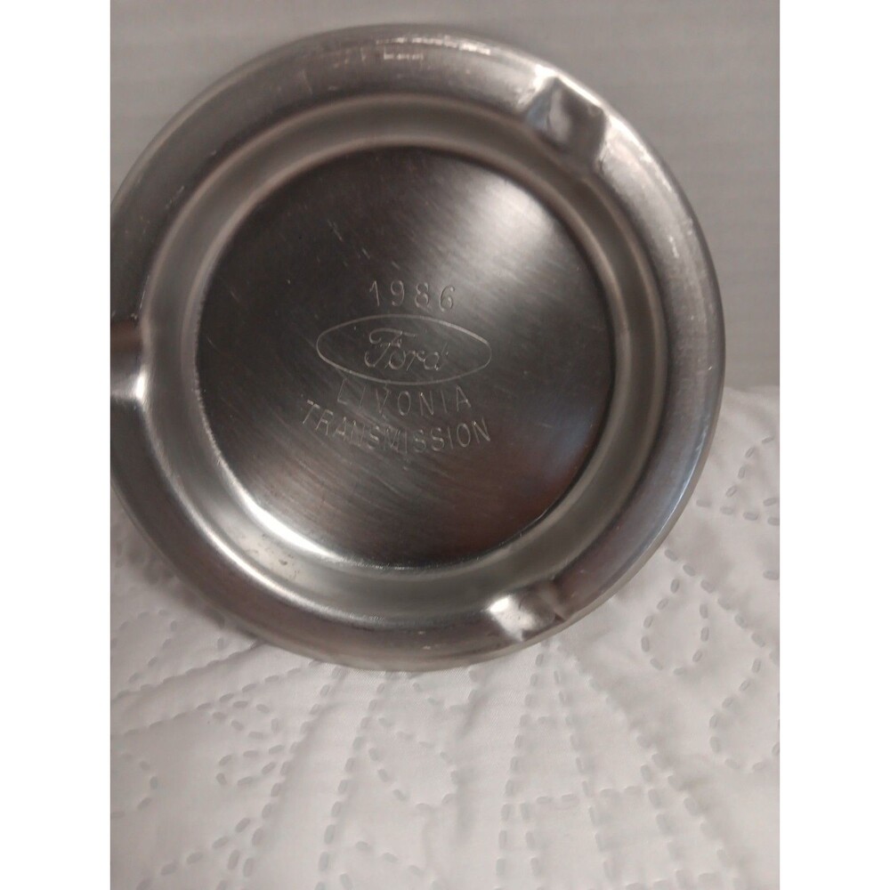 Ford Motor Co Livonia Transmission Plant Metal Ashtray Trinket Tray Stainless